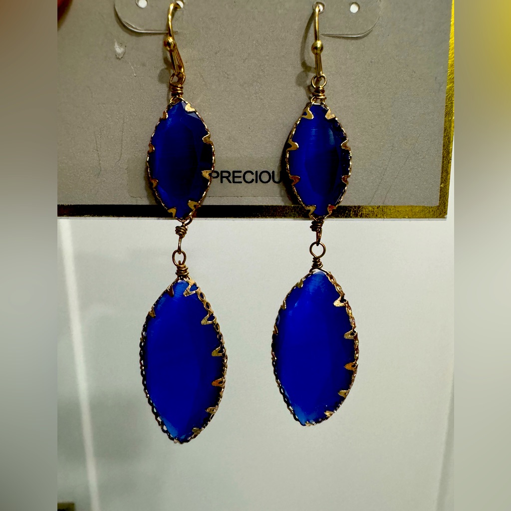 Spring Street The Collection Royal Blue Dangle Earrings. 2.8” Long. New